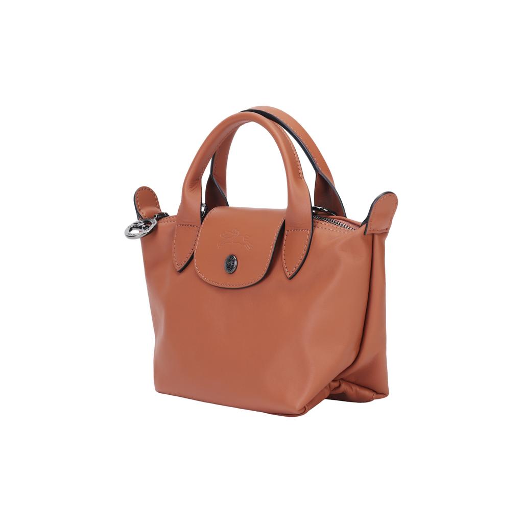 Longchamp Le Pliage 7 Solid Color Snap Zipper Closure Leather Dumpling Bag Mini Women Shoulder Bag Cognac 1500987504