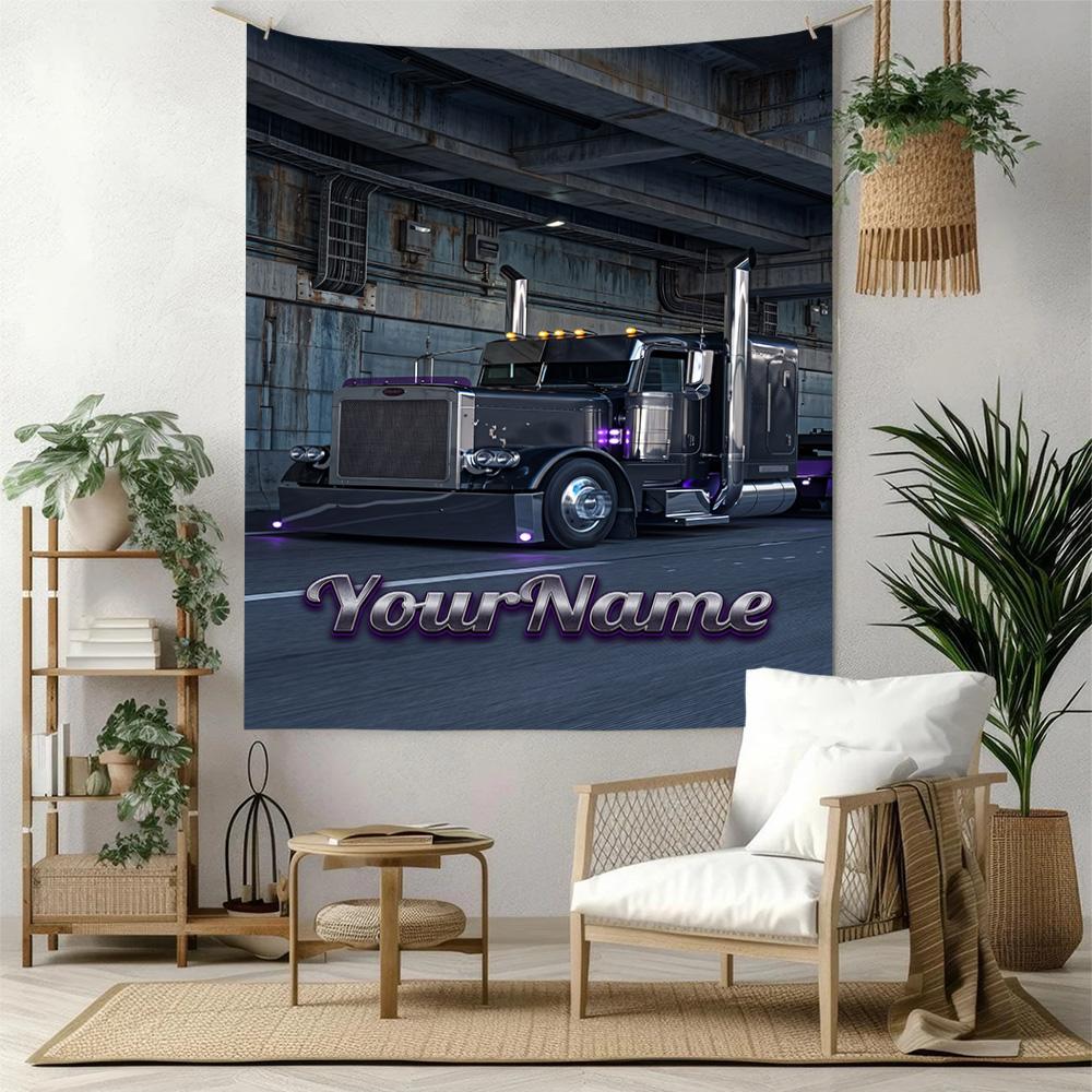 Peterbilt Schwerlastwagen Benutzerdefinierter Name Wanddekor Wandteppich Kunst Für Haustiermemorial Geburtstag Hochzeitsfeier Hintergrund Familien Geschenk
