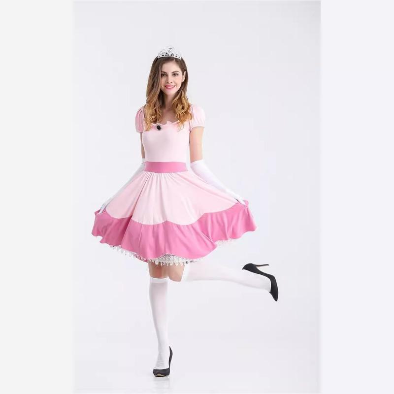 Halloween Costume Women, Party Costume Short Pink Dress Stage Costume