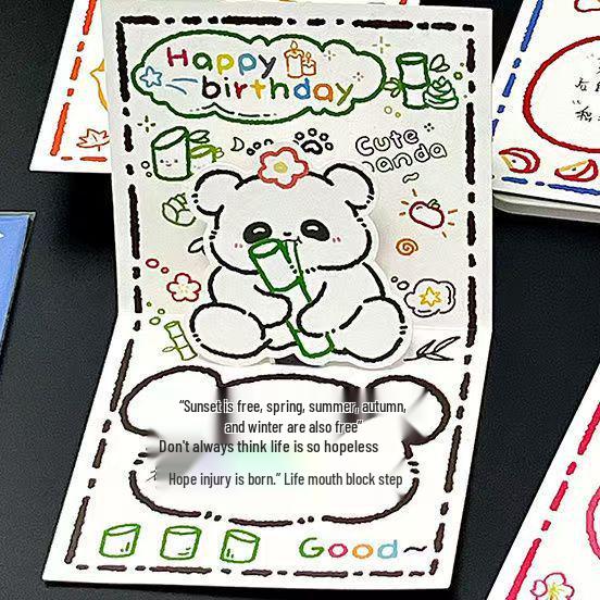 Creative 3D Cartoon Birthday Card: Folding Surprise Gift for Couples & Angels