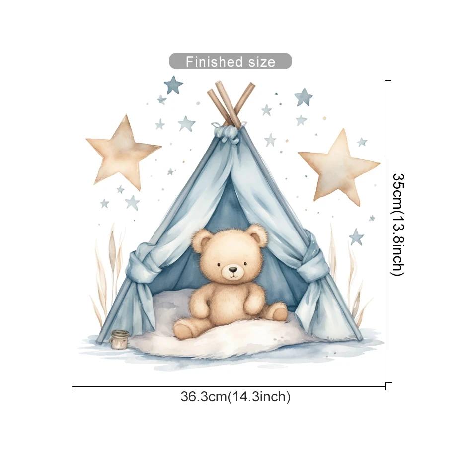Watercolor Cartoon Balloon Bear Furniture Wall Sticker Kids Room Home Decoration for Baby Room Decor Girls Bedroom Living Room