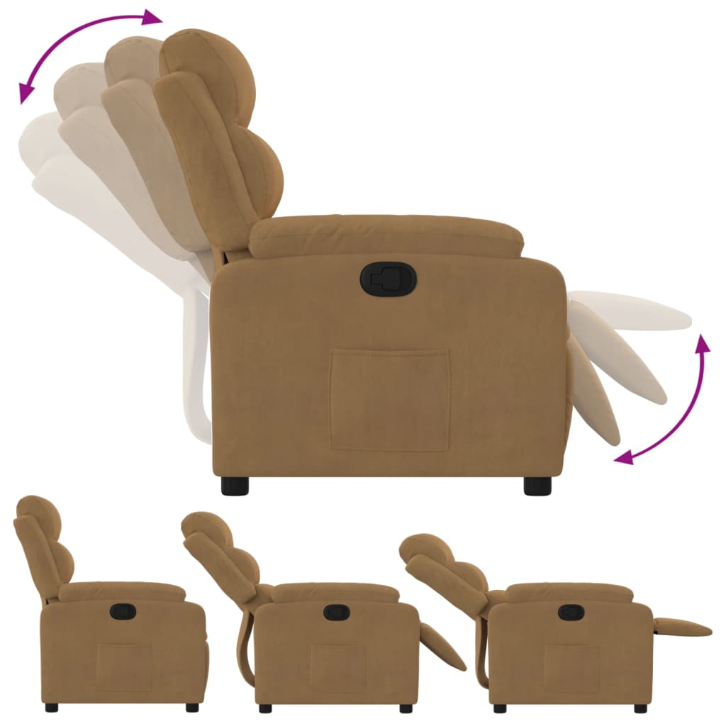 Recliner Chair Brown Velvet