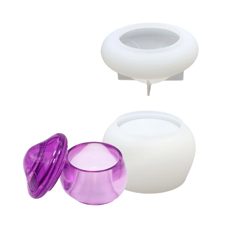 Resin Jar Molds with Lid Silicone Mold Container Jewelry Organizers Mould Mushroom Storage Box Molds for Pen Holder Deco