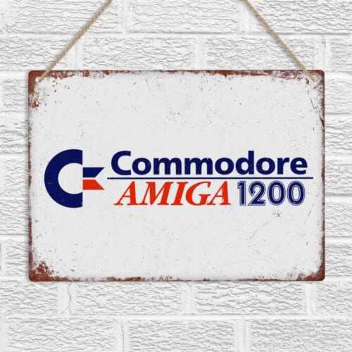 1w,Commodore AMIGA 1200 Logo Vintage Retro Metal Tin Wall Sign Plaque Computer New-tin sign 20x30cm（7.8x11.8inch）