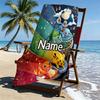 Custom Name Personalized Pocket Monster Print Beach Towel, for Trip Camping Beach Party Home Decor, Birthday Gift for Family & Friends