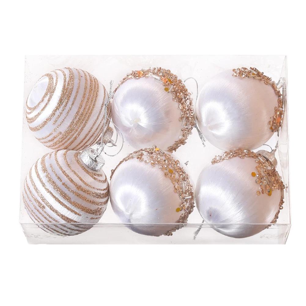 6PCS 6/8CM Silk Sequin Christmas Ball Christmas Ball Decoration Xmas Tree Pendent Ornaments For Wreaths Garlands Ball Paintings