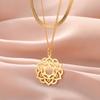 LIKGREAT Yoga Lotus Necklaces Stainless Steel Flower of Life Pendant Women Girls Mandala Healing Buddha Spiritual Chakra Jewelry