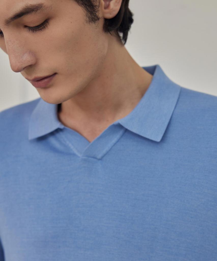 THEKNITCOMPANY Reese'S Silk Polo Shirt - Celestial Blue
