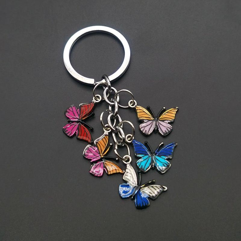5 colori casuali Nuovi Portachiavi Colorati Smaltati a Forma di Farfalla Insetti Chiave Auto Accessori Borsa Donna Gioielli Regali