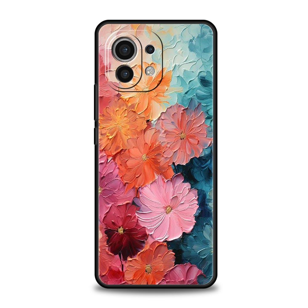 Olieverfschilderij van Bloemen Telefoonhoesje Voor Xiaomi Mi 15 14 14T 13T 12T Pro 12 13 11 Lite 5G 11T Poco X6 X7 X5 Pro Zachte TPU Cover
