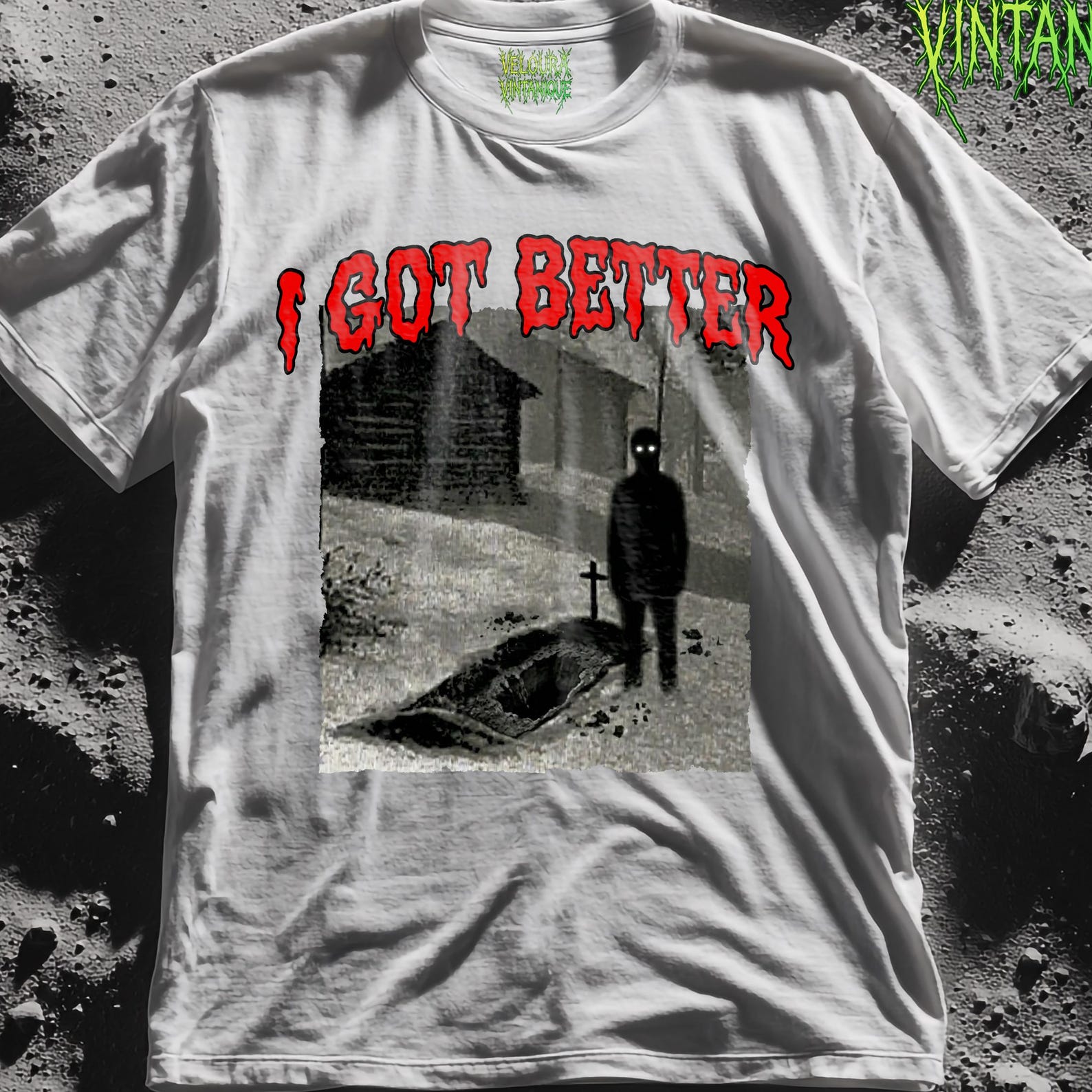I Got Better Horror T-Shirt Creepy Graveyard Entity Analog Horror Graphic Tee XL