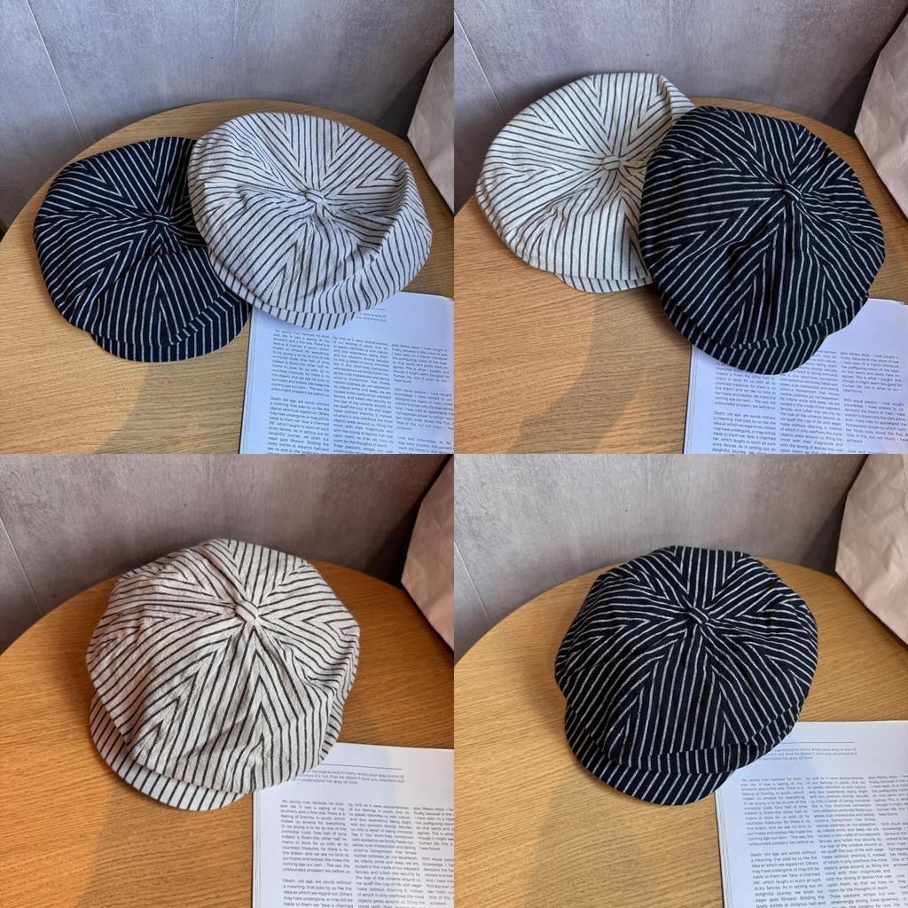 Color Solid Stripes Eight Panel Hat Breathability Women Casual Outfits Summer