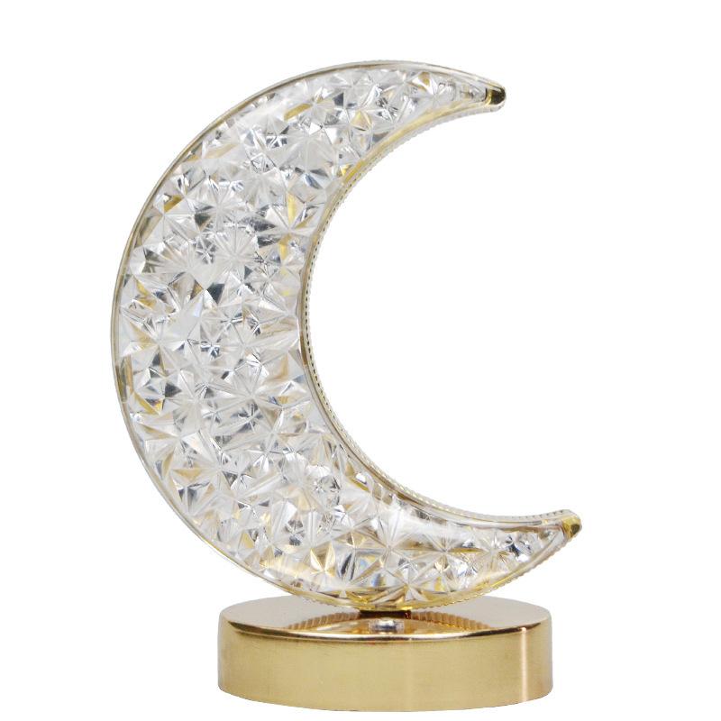 

Хрустальный сенсорный диммируемый лунный ночник для комнаты девочки, домашний декор, эстетика, USB, светодиодная настольная лампа для спальни, прикроватная, 3D лунные лампы