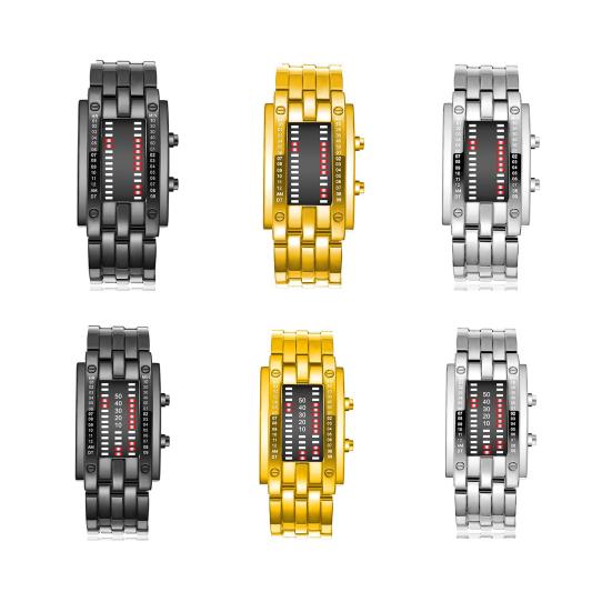 Binary Watch 30 LED Screen Adjustable Meters Waterproof Binary Comfortable to Wear Fashion
