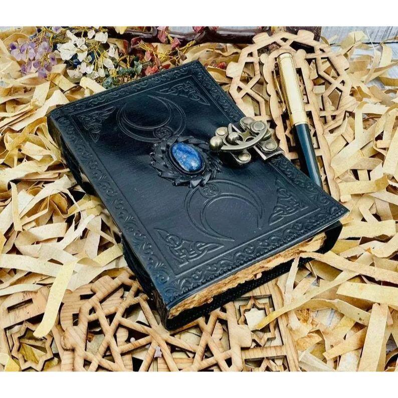 3er-Pack Buch der Schatten, Vintage-Leder-Tagebuch Drittes Auge Stein Dreifachmond