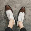 New Brogue Shoes for Men Mixed Colors Square Toe Black White Spring Autumn Handmade Men's Shoes for Business