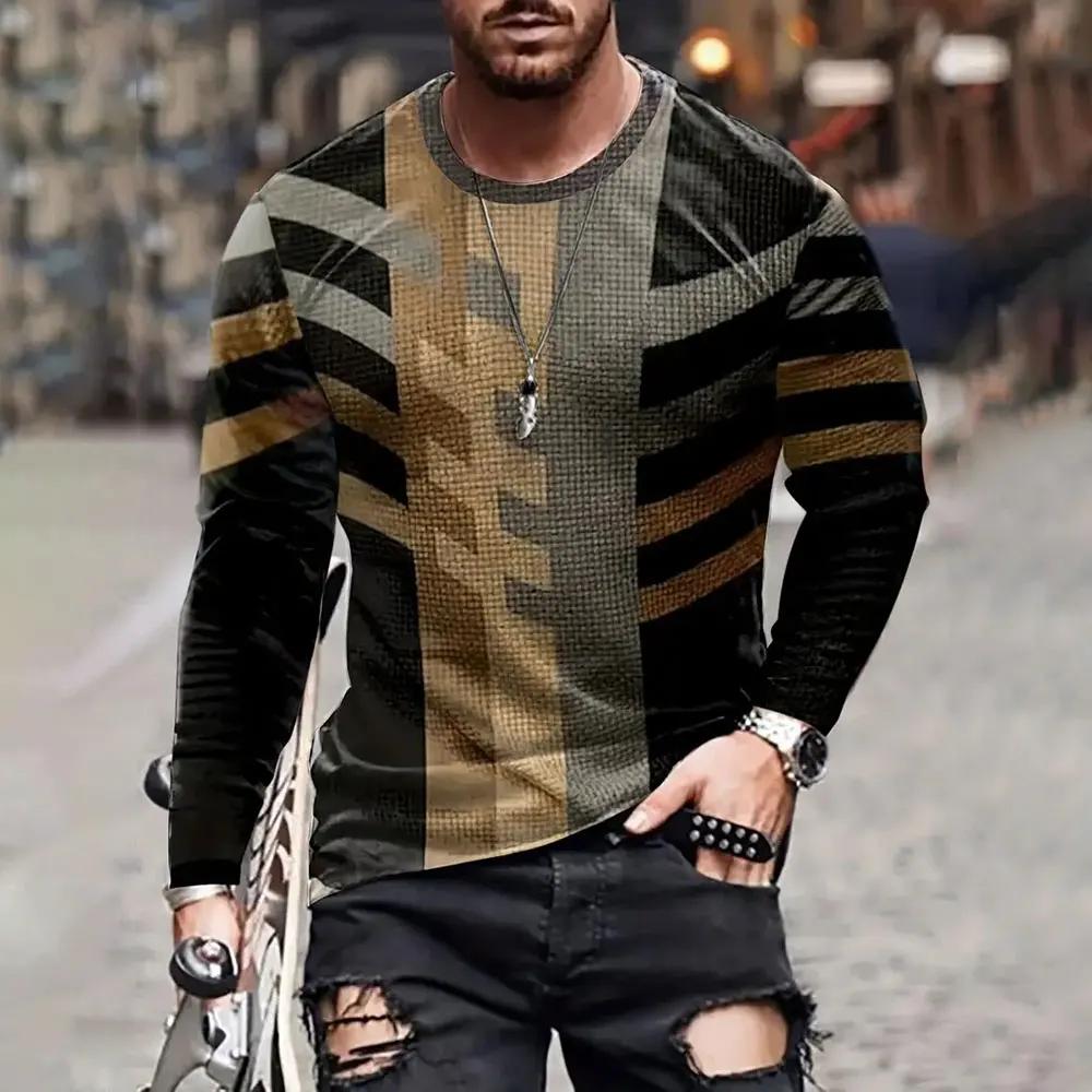 Rundhals 3D-Verlauf bedruckte lässige Kurzarm-Herren-T-Shirts - Weicher, mittelelastischer Polyesterstoff Frühling und Herbst Relaxed Fit Kleidung