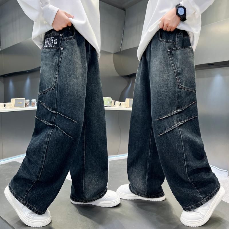 Children's Clothing, Boys' Spring Pants, 2026 New Style, Mid To Large Size, Boys' Spring and Autumn Jeans, Boys' Spring Wide Leg Pants, Trendy