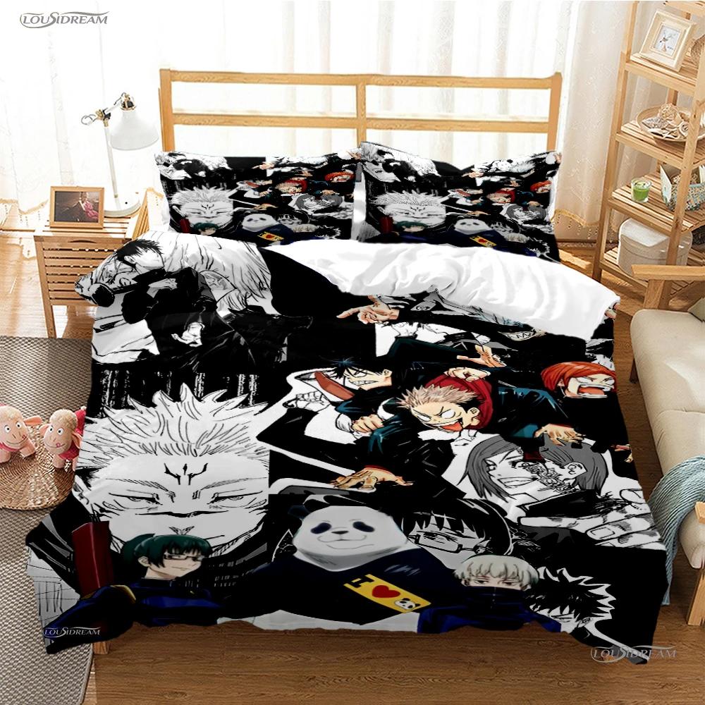 Cartoon Anime Jujutsu Kaisen Duvet Cover Comforter Bedding set Soft Quilt Cover and Pillowcas for Teens Single/Double/Queen/King