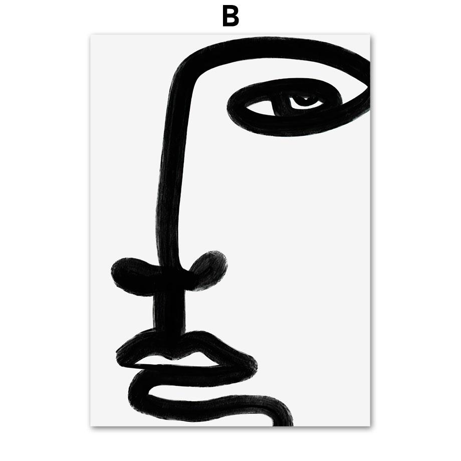 Moderne abstrakte minimalistische Gesichtslinie Geometrie Wand Kunstdruck Leinwand Malerei Nordic Poster Wand Bilder für Wohnzimmer Dekor
