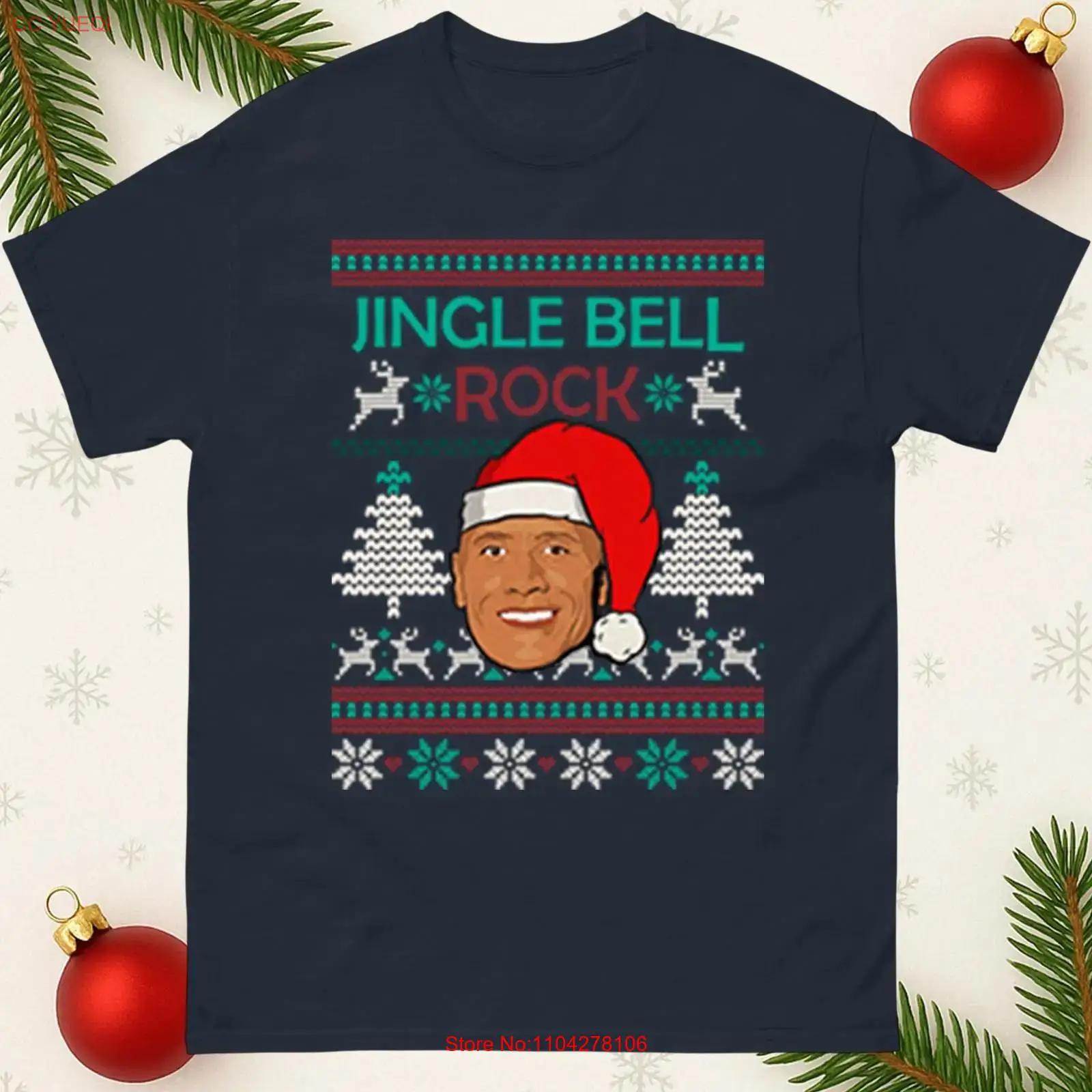 The Rock Christmas T Shirt Jingle Bell Funny Santa Hat Xmas Party Top vintage Washed homme Stretched streetwear Stylish S разноцветный