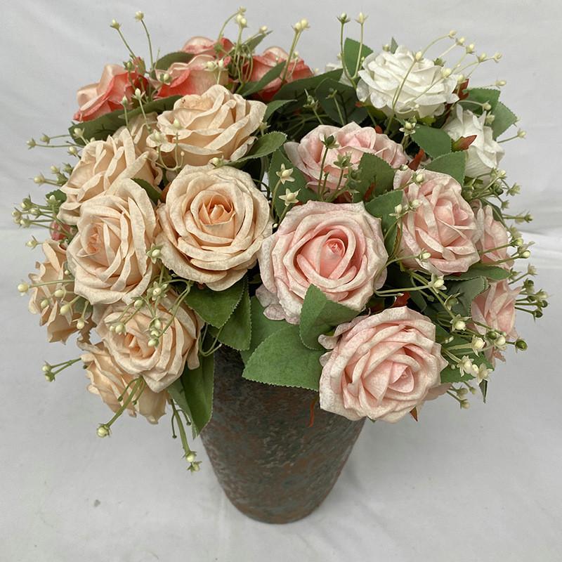 Faux Rose Flower Vase Arrangement For Wedding Photography And Event Decoration