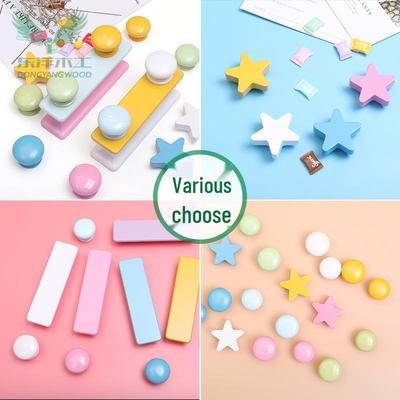 Cloud Star Moon Colorful Wooden Handle for Children's Wardrobe or Drawer
