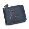 European-American Retro Men's Tri-fold Rugby Wallet with Chain and Multi-card Holder