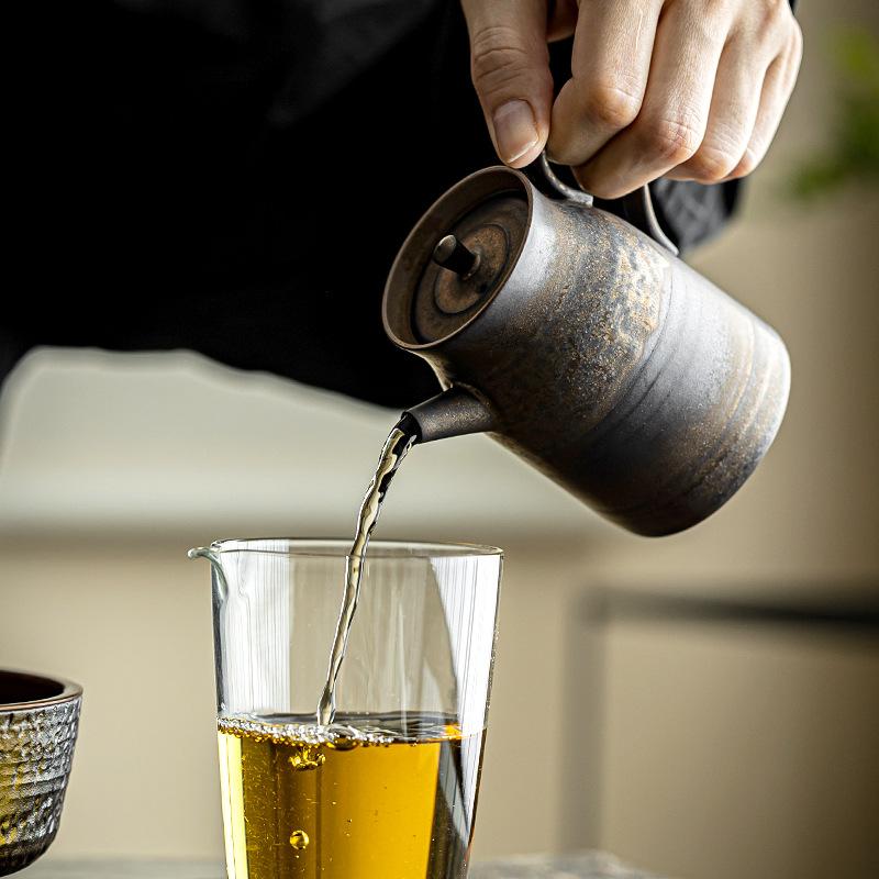 Gilt Glaze Teapot Handmade Retro Rust Teapot Ceramic Single Pot Household Kung Fu Tea Set Side Handle Pot