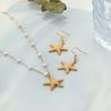 Fashion Starfish Pendant Imitation Pearl Necklace Earrings Set For Women Ocean Style Jewelry