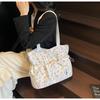 Department of Floral Cute Canvas Bag Niche Design Large Capacity Tote Bag Commuter Bag Shoulder Armpit Bag