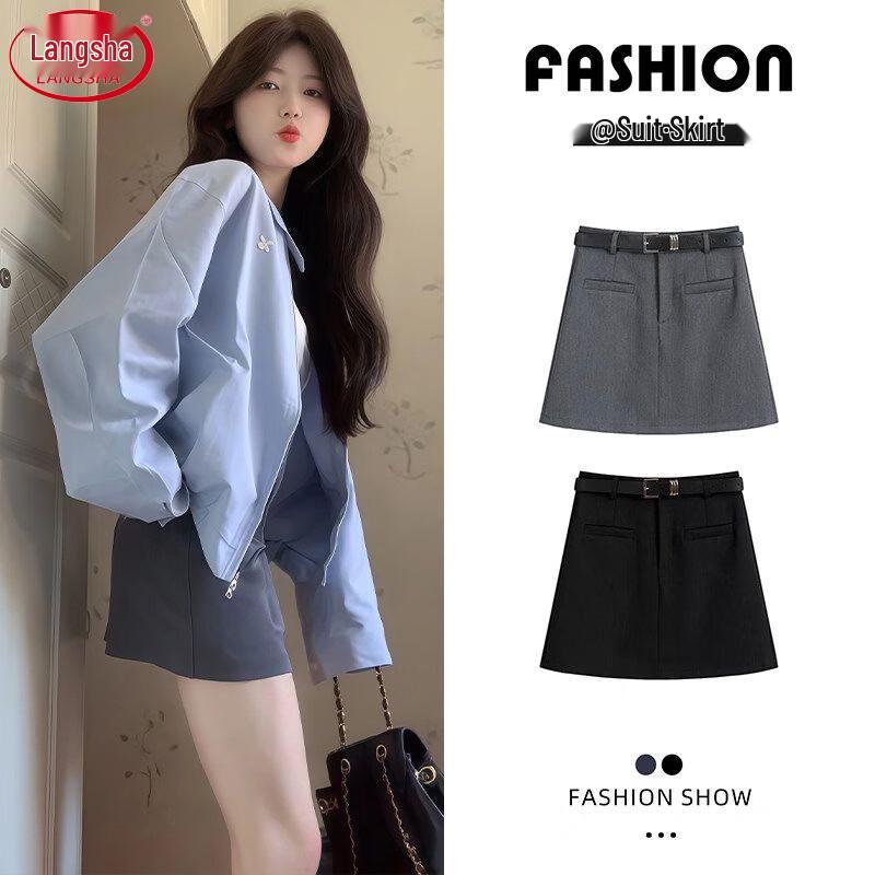 Women s A-line High-Waist Short Skirt L