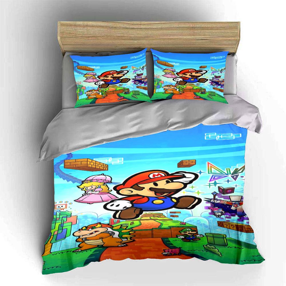 Mario-themed characters and blocks. Bedding sets Duvet cover sets Duvet covers Pillowcases(1 * Duvet Cover 2 * Pillowcases, without duvet insert)