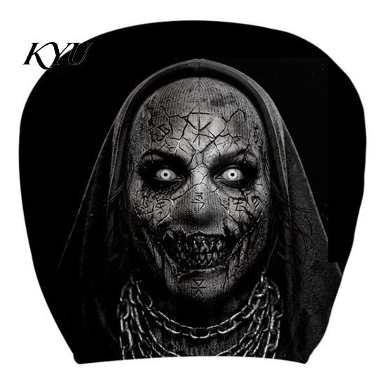 Quick Change Car Interior Styling Funny Headrest Covers, Ghost Skull Print Washable Seat Case Protector, Universal Breathable Auto Accessories