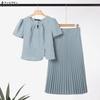 Women Short Sleeve Blouse and Skirts Summer Two Piece Suit Sets