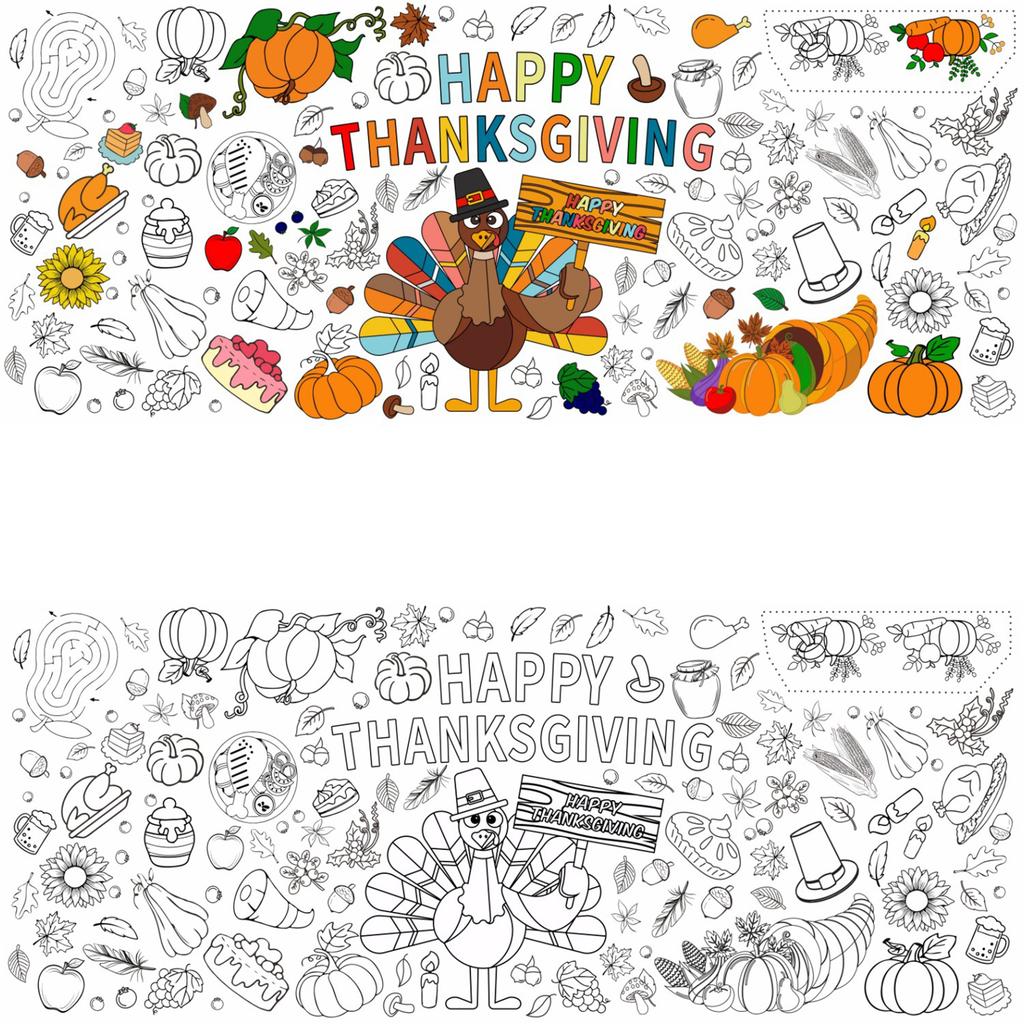 Thanksgiving Colorful Tablecloth, Kids Thanksgiving Crafts, 30 72 Inch Large Colorful Kids Gift Activity Toy Party