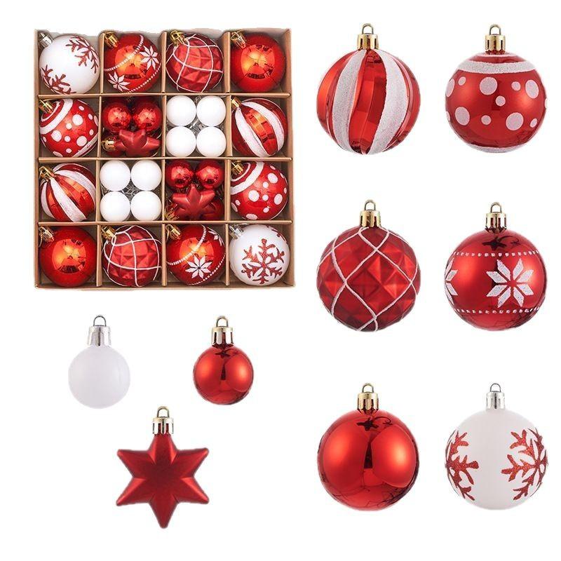 44Pcs Christmas Ball Red and Green Christmas Ornaments Set for Garden Backyard Holiday Wedding Party Decorations Ornaments