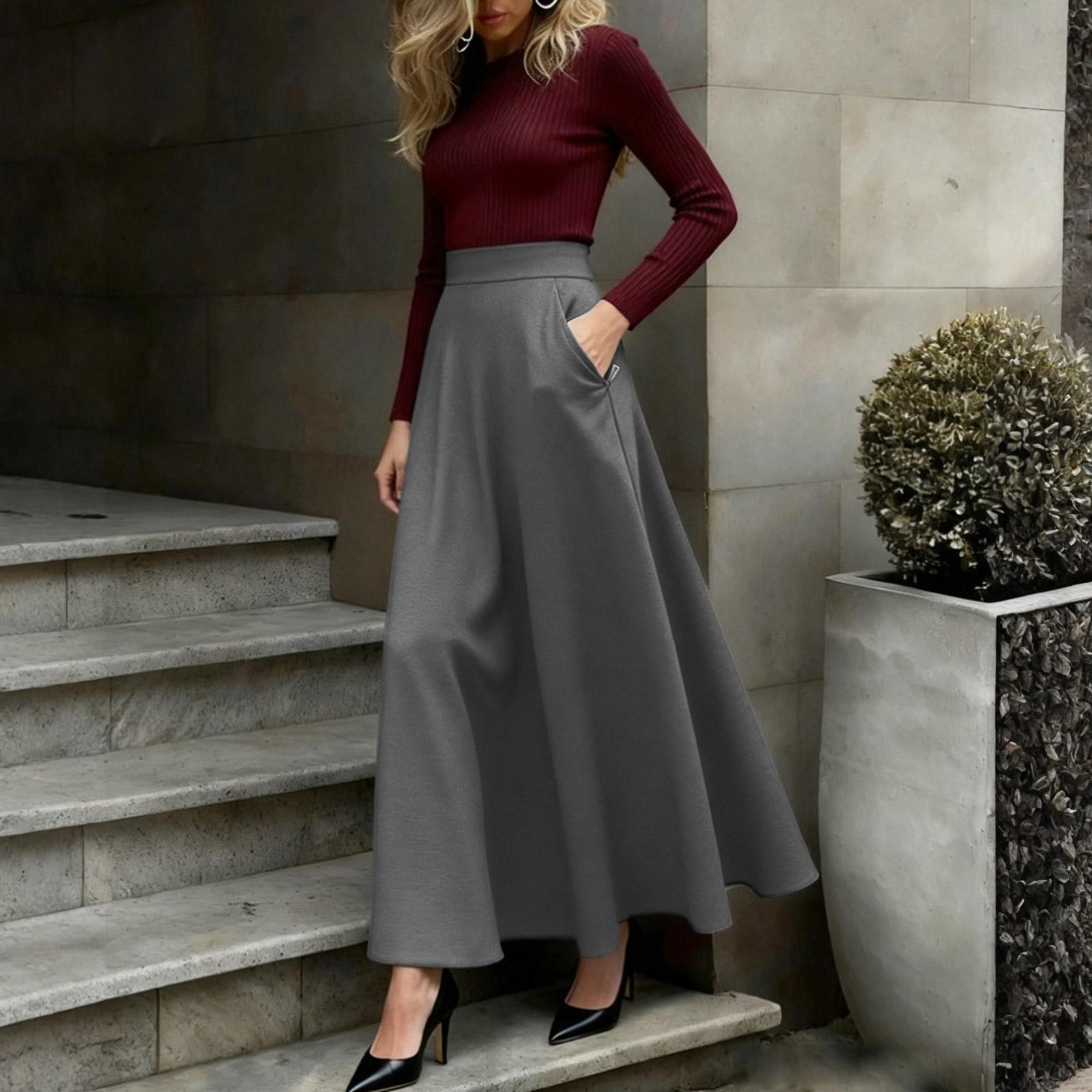 Модная женская повседневная элегантная юбка миди XXL