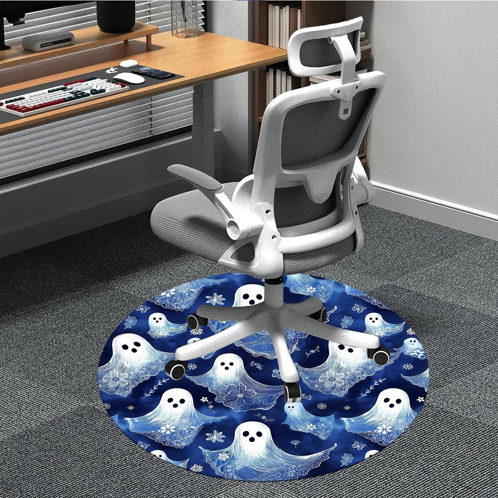 

1pc Ghost Floral Office Round Area Rug, Indoor Mat Suitable ForOffice, Under Office Chairs Bedroom Living Room Home Decor, Room Decot102 80cm by 80cm