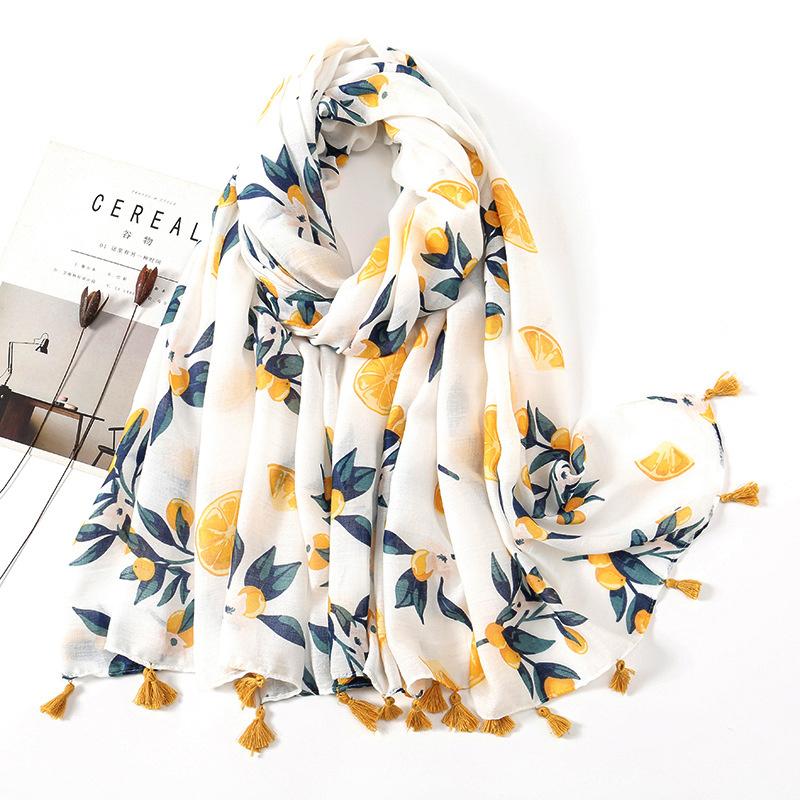 Fashion Luxury Petal Floral Tassel Viscose Shawl Scarf Lady High Quality Wrap Pashmina Stole Bufandas Muslim Hijab 180*90Cm