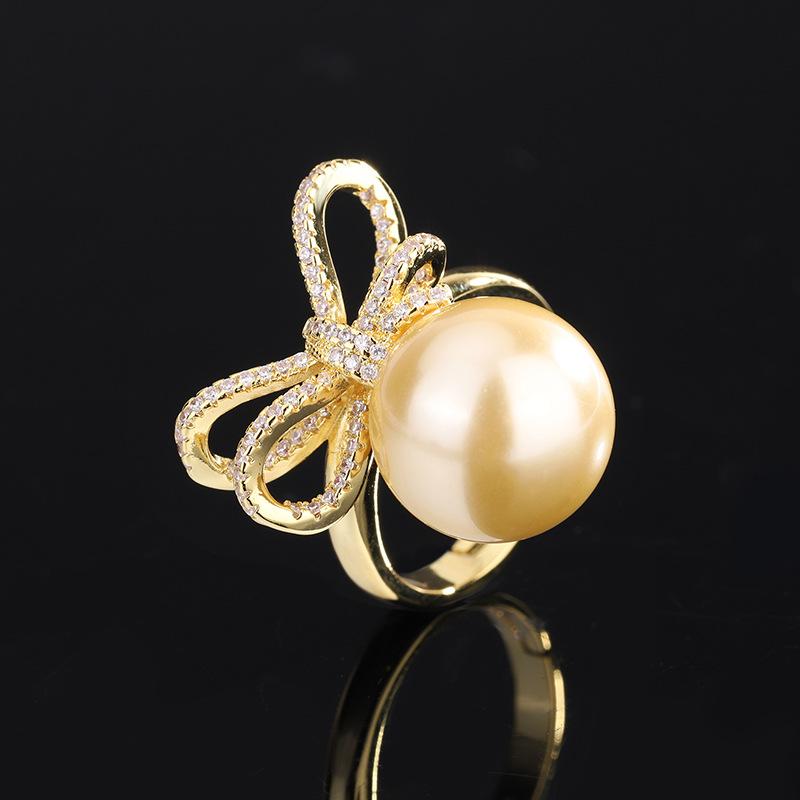 

Jewelry Copper Bottom Gold-Plated Inlaid Light Gold Beads Bow Diamond-Set Female 14Mm