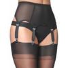 Women Goth Smooth Satin Garter Belt Black/White Suspender Belt With Six Straps For Thigh High Stockings Exotic Lingerie Clubwear