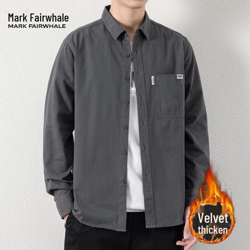 Mark Fairwhale Men's Casual Loose-Fit Cotton Utility Shirt Jacket