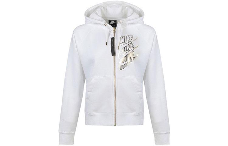 Nike Sweatshirts Women s White Hooded Moderate Cardigan BV4989-100 XL