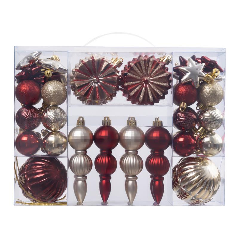 52PCS Acrylic Christmas Ornaments Bulk Set with Red Ribbon Hanging for Tree Home Party Decor Festive Family Users Gifts