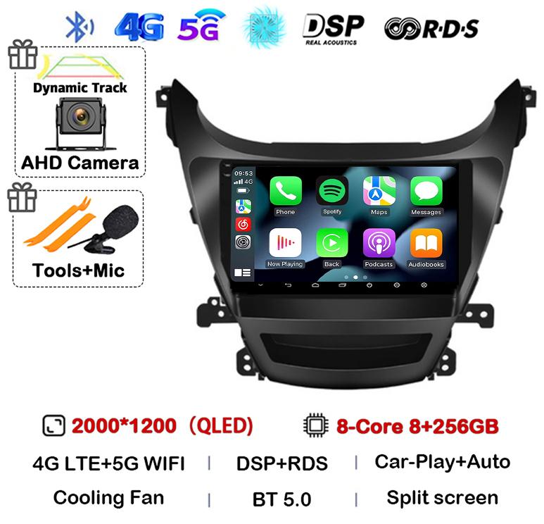 Android 14 Carplay Auto Car Radio For HYUNDAI ELANTRA 2011 2012 2013 2014 2015 2016 Multimedia Stereo Video Player GPS 4G WIFI