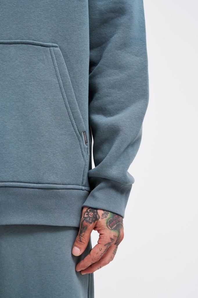 Męska Bluza Oversize Basic z Kapturem - Niebieski Dym