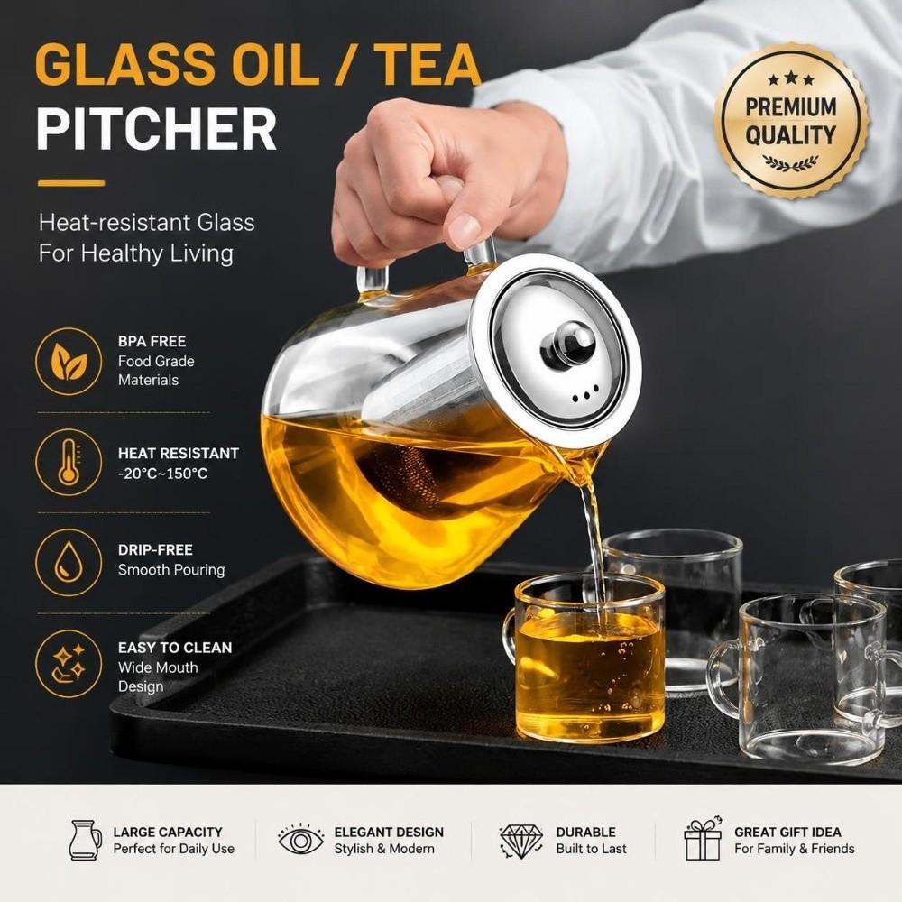 with Stainless Steel Infuser Clear Glass Tea Maker High Borosilicate Coffee Tea Pot Blooming Tea
