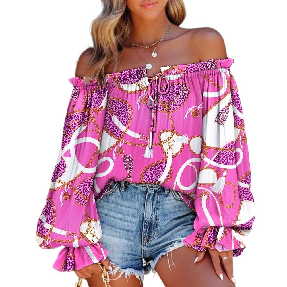 

GMXIA Женские модные повседневные летние блузки и рубашки на одно плечо с длинным рукавом L