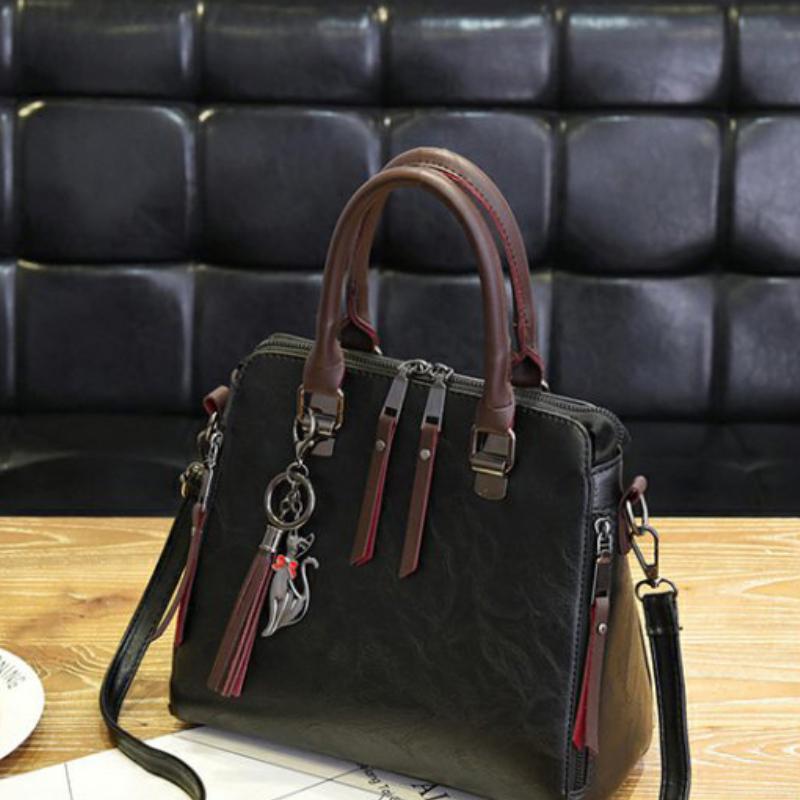 Leather Handbag Women Tassel Crossbody Shoulder  Bags Totes
